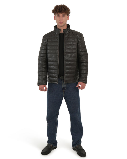 ΑΝΔΡΙΚΟ ΔΕΡΜΑΤΙΝΟ ΜΠΟΥΦΑΝ PUFFER Chic and Clicks CM-007